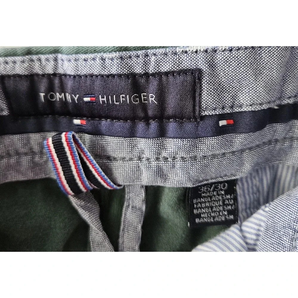 Tommy Hilfiger Mens Chino Pants‎ 36x30 Green Flat Front Casual Preppy